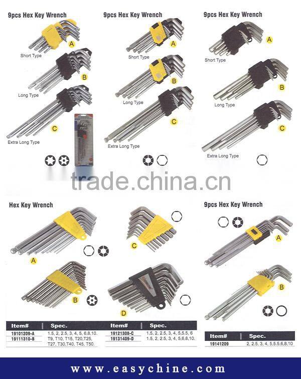 Types of Allen Key Wrench Stainless Steel Hex Key Wrench
