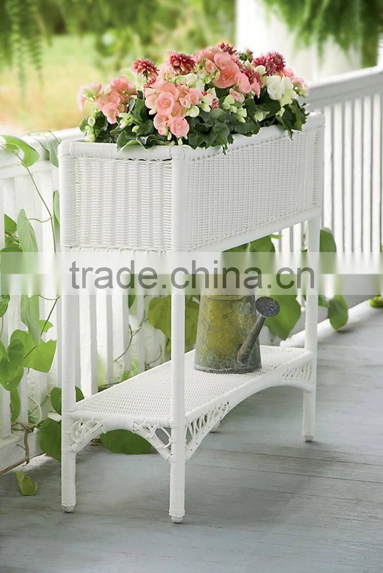 Beatiful white iron & wicker craft wedding decoration flower stand designs