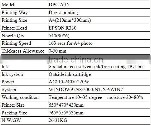 A4 Format Universal Digital Flat Color Printer