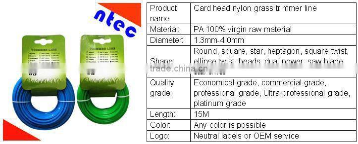 15M colored nylon trimmer line /grass cutter nylon line