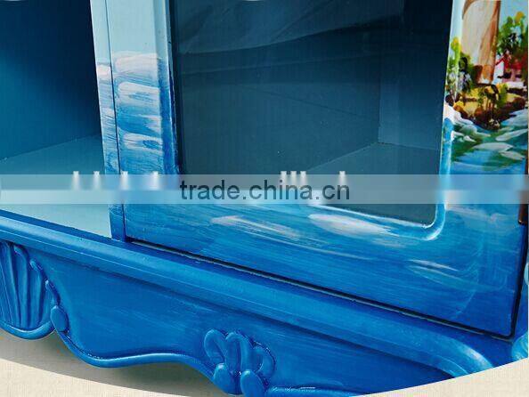 Mediterranean Style Sideboard, Sailing Boat Handpainting Dining Room Cupboard, Wooden Double Door Kitchen Cabinet (BF01-X1150)