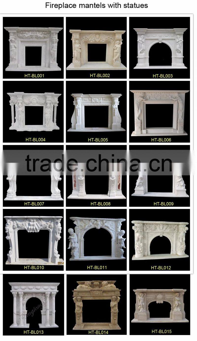 Yellow Marble Flower Fireplace Mantel