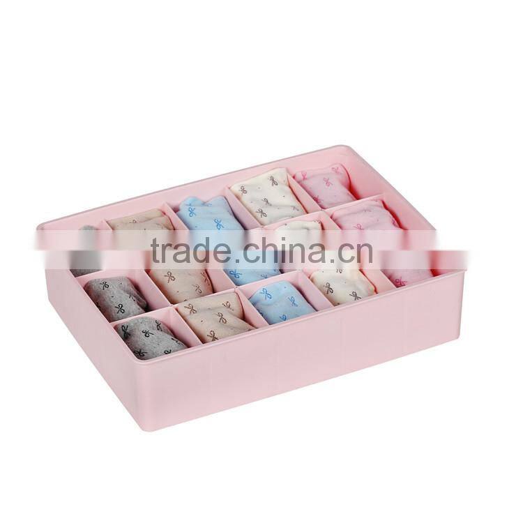 Plastic Waterproof 15 Grid Socks Storage Box Drawer Closet Organizer For Underwear Without Lid