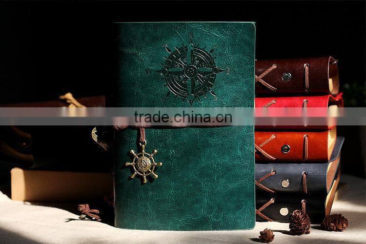 Classic Vintage 80 page kraft paper Blank spiral Loose Leaf Notebook PU Cover