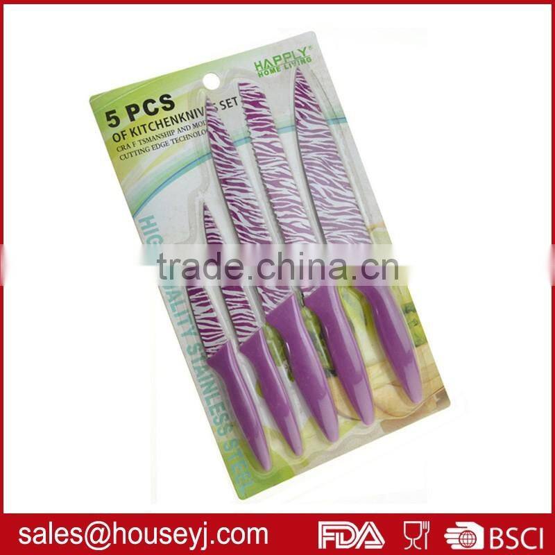 5 pcs non stick color kitchen knife set