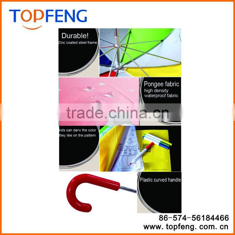 White manual open cool kids drawing umbrella kids umbrella