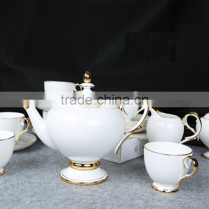 ceramic gold plated 24pcs tea set porcelain tea pot set fine royal porcelain tea set
