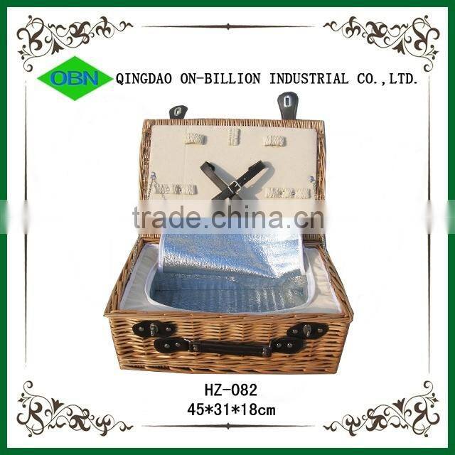 Vintage handmade wicker empty picnic hamper