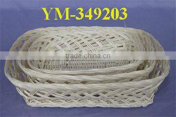 Oval Rattan Wicker Basket Tray with Wooden Handle