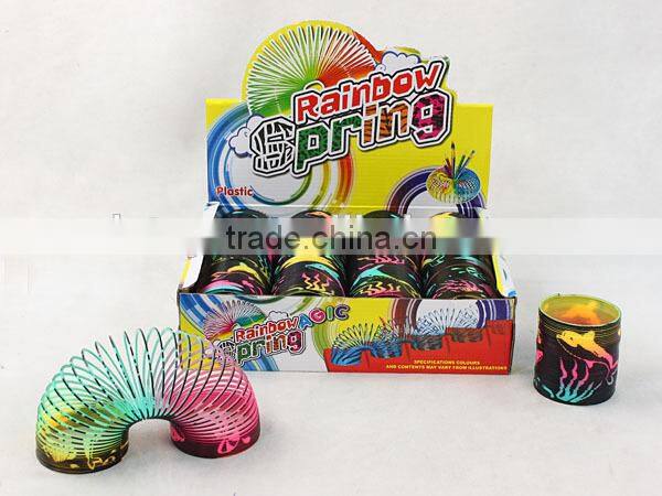 whosesale promotional plastic magic rainbow spring with printed dolphin kids educational toys/ magic rainbow circle