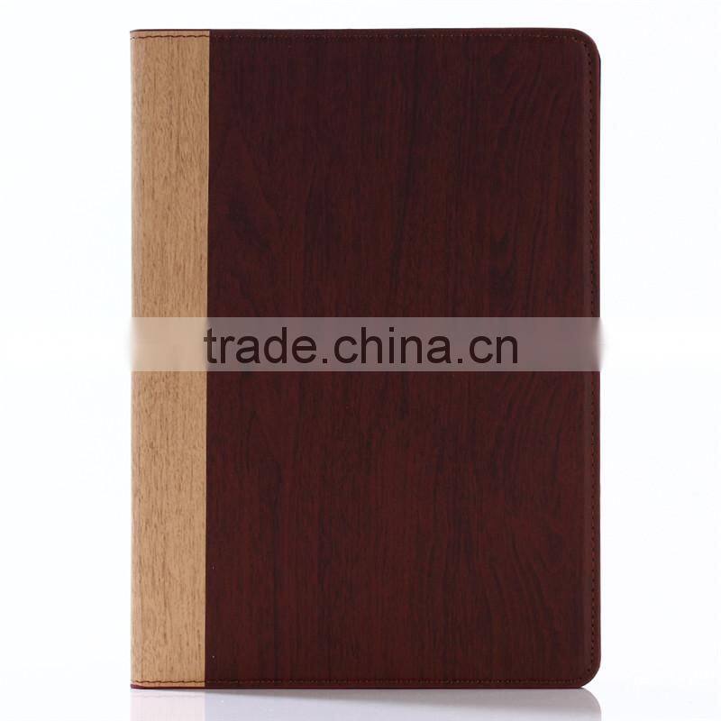 Nature wood grain PU card bumper/pocket cell phone case for Ipad