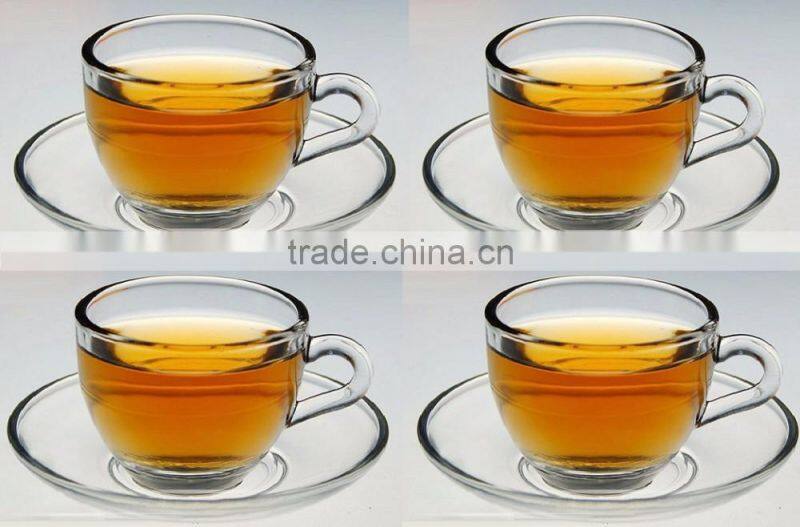 3oz 90ml mini glass coffee mug with saucer glass tea cup with saucer