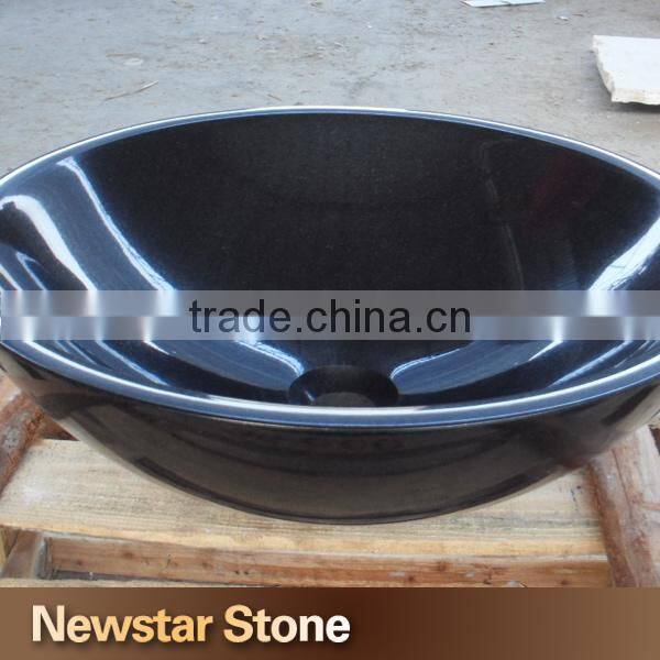 Chinese polished black carved marble sink