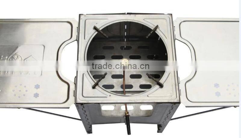 outdoor camping stainless protable charcoal and gas bbq stove with carry bag