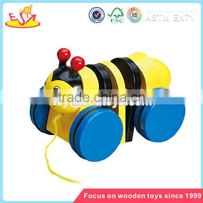 Wholesale brand new blue wooden children pull car toy hot sale wooden pull car toy W05B037