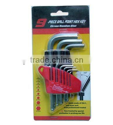 9 Pcs L shape ball end carbon steel spanner hex key wrenches set