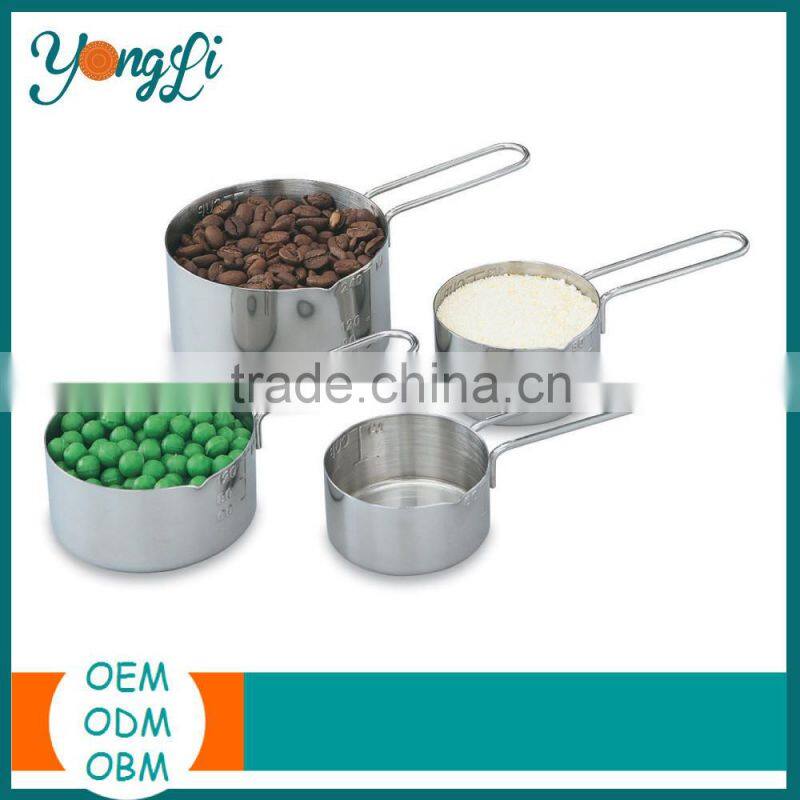 Metal Cooking Measur Tools 4pieces Set Stainless Steel Kitchen Cups Measuring Tools