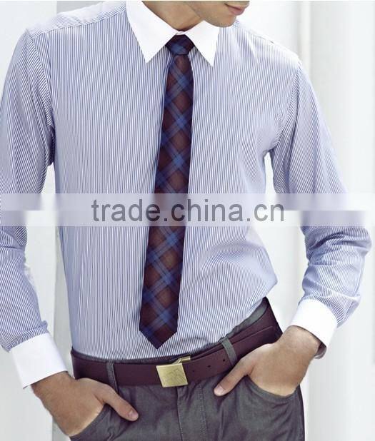 Stylish Contrast collar&cuffs slim fit mens long sleeves dress Shirt