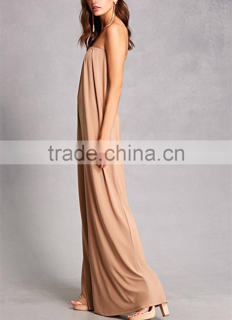 Top Quality Modern Design palazzo leg cut straight neckline Strapless Wide-Leg Jumpsuit