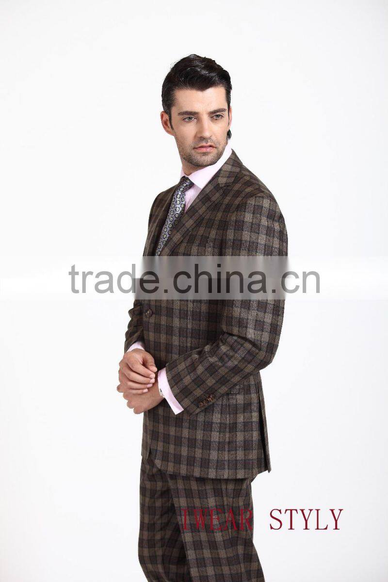 High quality woolen business suits/ checked italy style suits for men