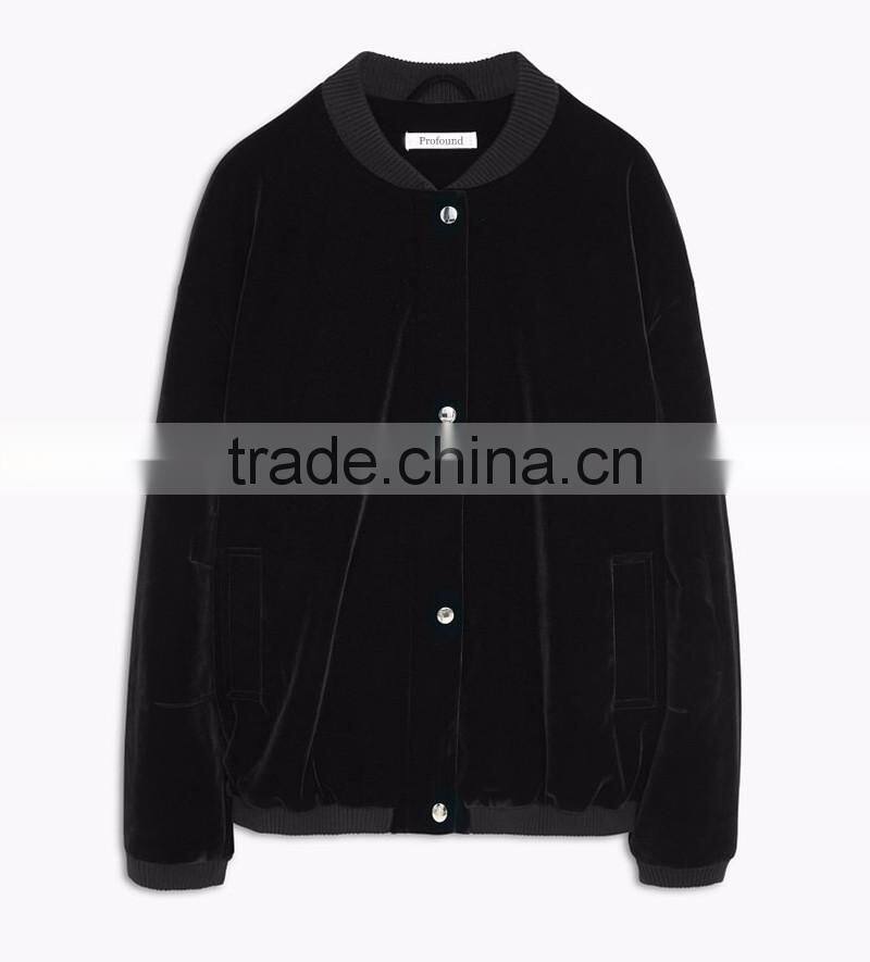 womens black custom made bomber velvet jacket for winter