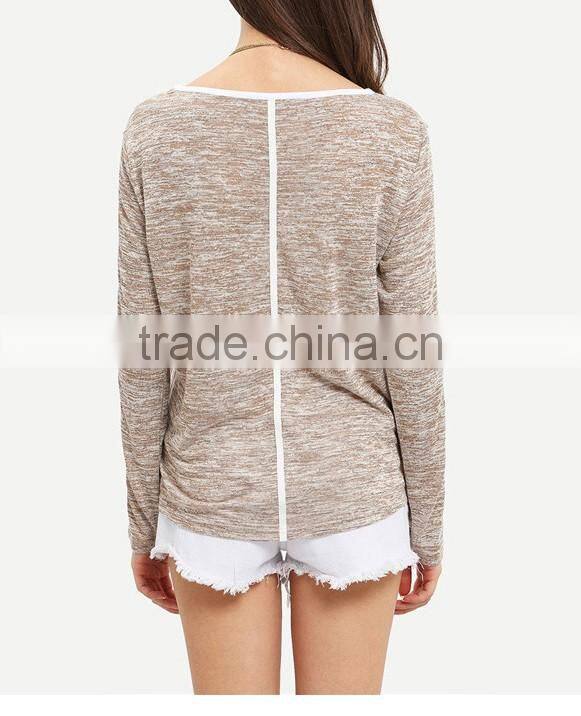 Customized Woman T-shirts Ladies Casual T Shirt Round Neck Long Sleeve Loose T-shirt