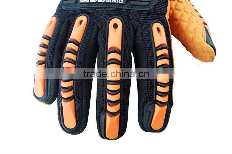 CE 4131 heat resistant GEL padded oil channel anti slip shock absorption oil and gas impact resistant safety gloves