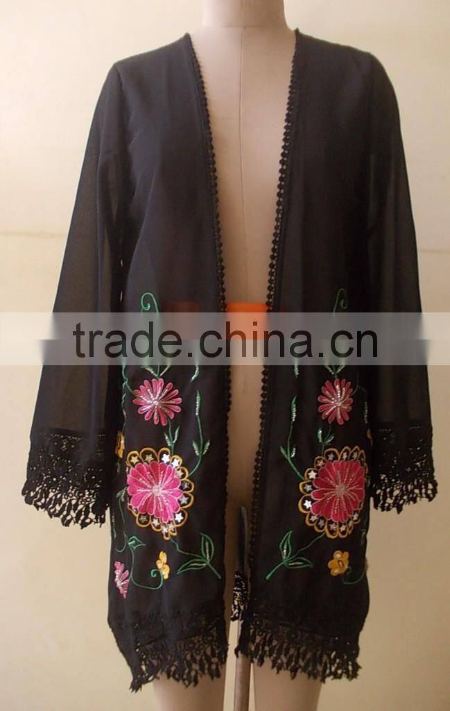 Embroidered Chiffon Beach Tunic