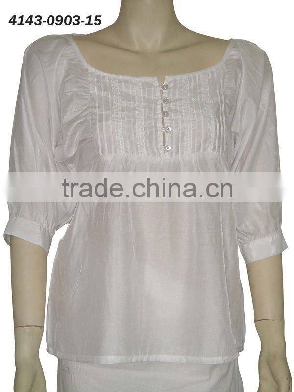 Lady Blouse women top tunic top with 3/4 sleeves
