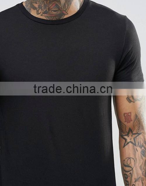 2016 Longline short sleeves plain crewneck slim fit muscle t shirt wholesale