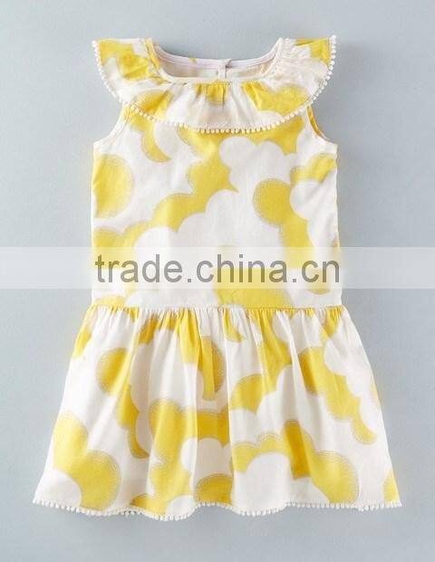 Summer 100% Cotton Bbay Girl Dresses Children Round Neck Sleeveless Dress Boutique Girl Clothing