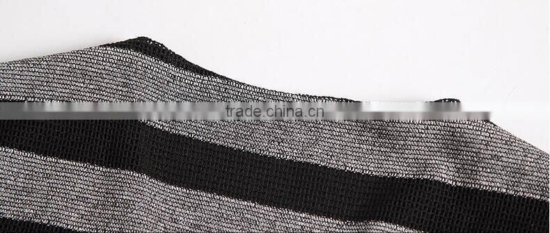 Summer men's short sleeve T-shirt v-neck ice silk breathable stripe