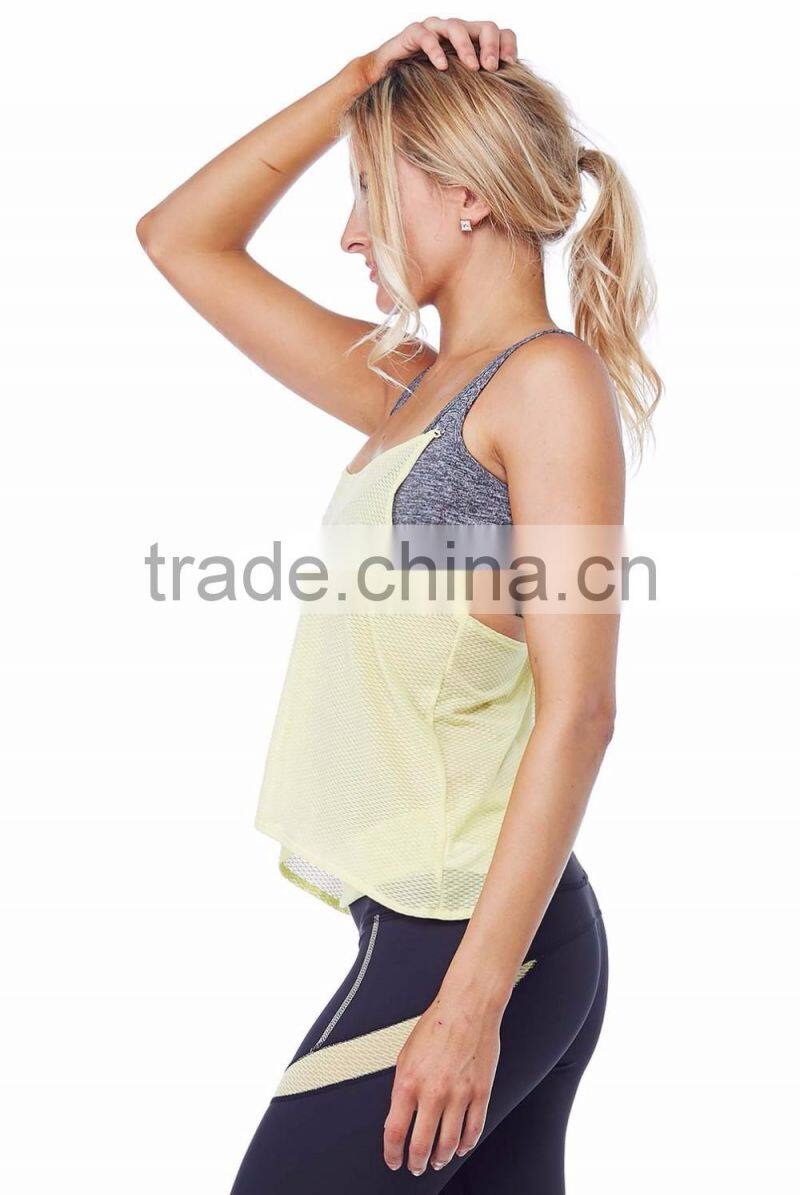 2016 womens fitness gym tank top sport wear deep cut gym tank top