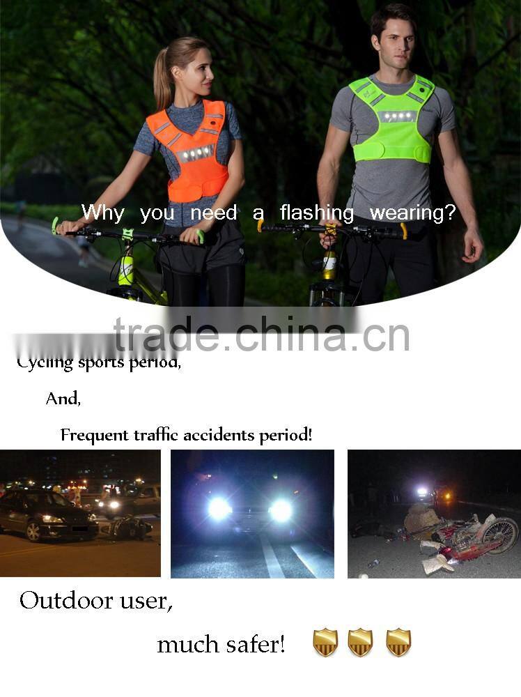 outdoor night running LED flashing summer sports clothes