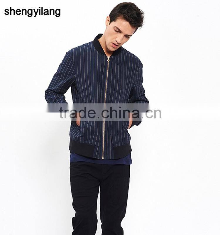 New arrival men fashion vertical stripe cotton jacket wholesale baseball jacket guangzhou clothing manufacturer
