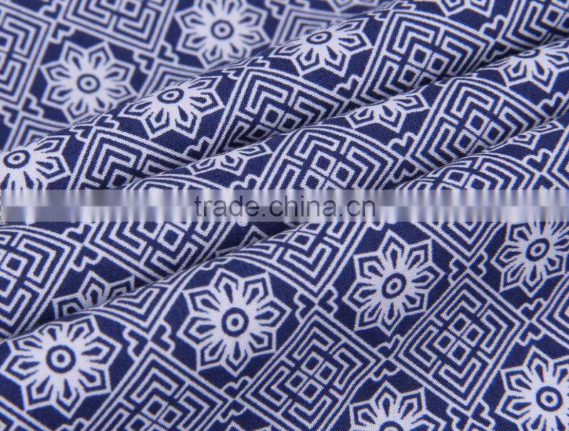 2017 men's long sleeve graphic printed slim fit shirt with contrast collar and cuff