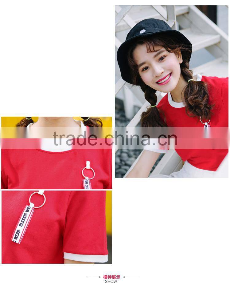 cotton summer round neck girl t shirt