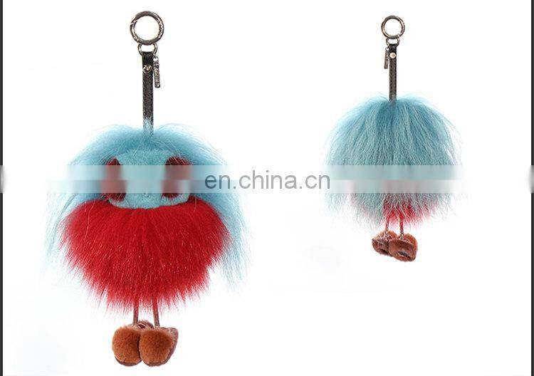 Luxury Colorful Fox Fur Animal Accessory / Fox Fur Bag Charm Key Chain