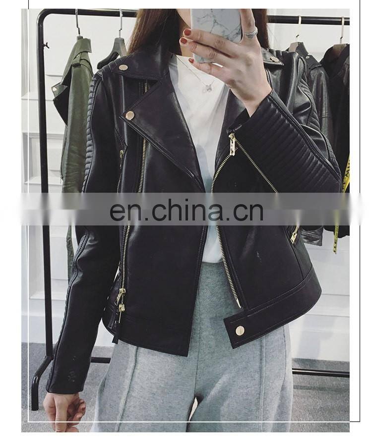 Hot Sale Slim Real Leather Coat Womens Leather Motorcycle Jacket