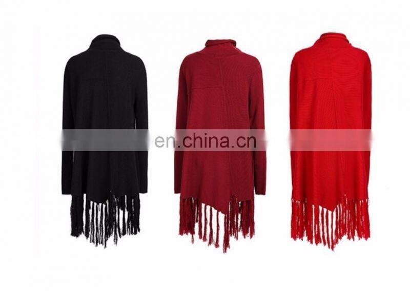 New fashion Fringe hem design women 100% wool sweaters