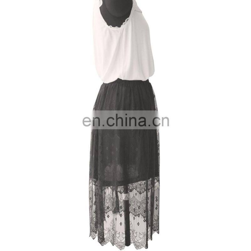 New style sexy lace knee length skirt with underskit