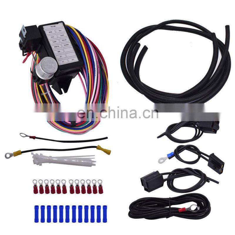 12 Circuit Basic Wire Harness Fuse Box Street Hot Rat Rod Wiring Cable Car Truck
