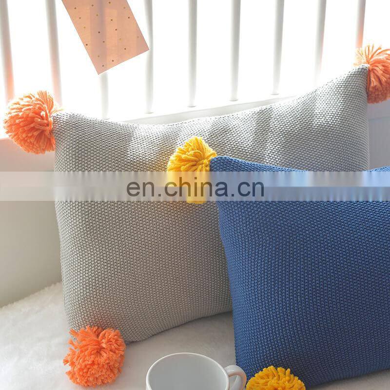 i@home Danish ins contrast color pom pom sofa pillow lumbar support cushion cover