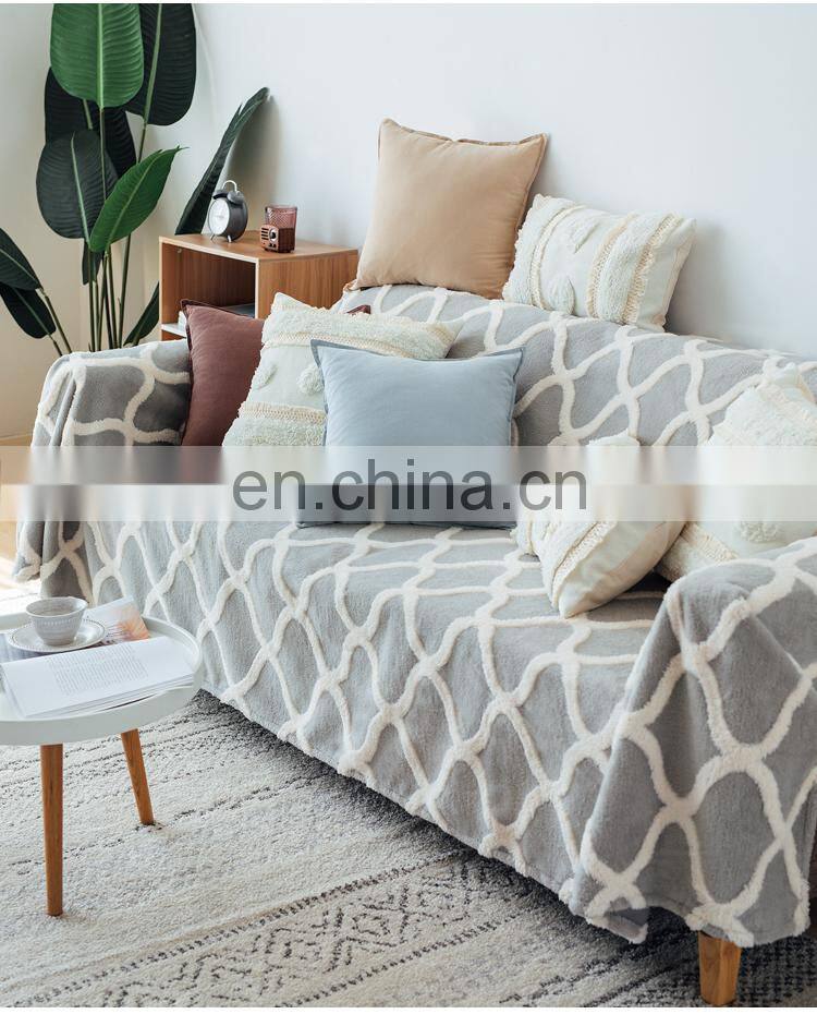 High quality 100% polyester sofa protector plush couch cover for winter