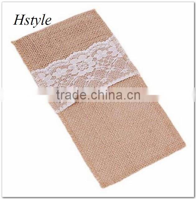 NATURAL Jute Cutlery bag With Lace Table Decoration for Wedding SPT128