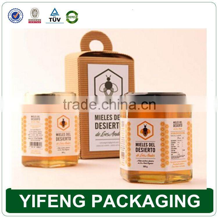 2016Creative design high quality kraft honeycomb shape honey bottle packing box