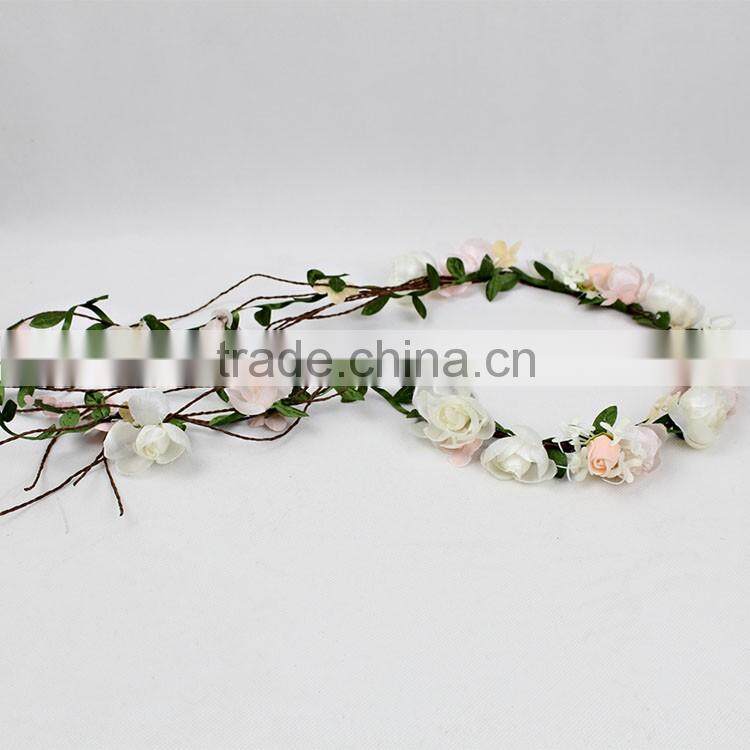 New Design Mori Girl Hiar Artificial Flower Wreath For Wedding