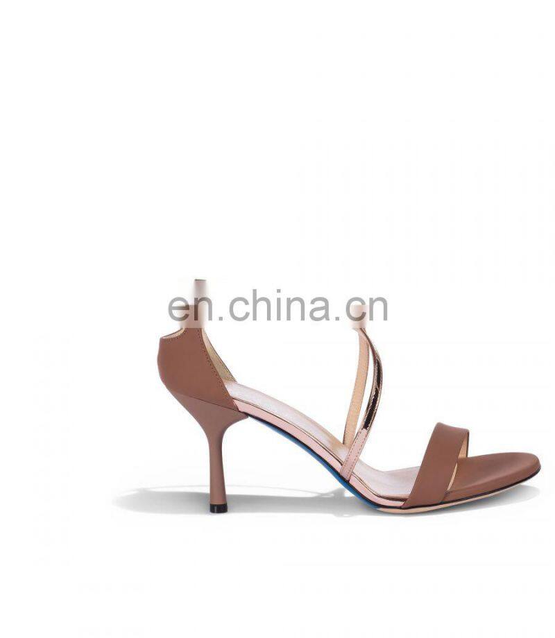 double ankle strap design women heels sandals shoes