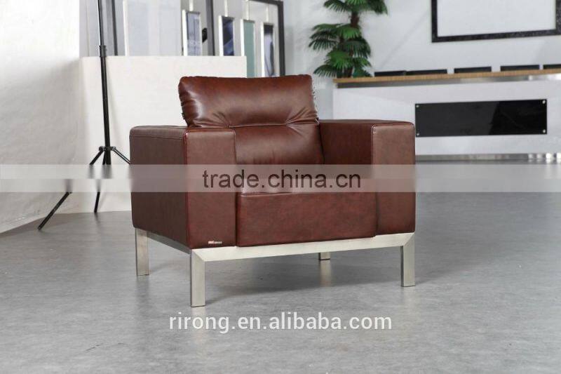Low back sofa cushion and stainless steel feet violino leather sofa jitem 8039