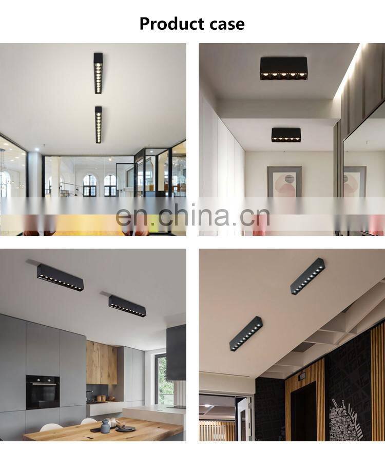 Black Aluminum Anti Glare Office Workplace Lighting System Surface Mounted 10W 20W 30W Led Linear Downlight